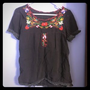 Vintage black earth mama boho top